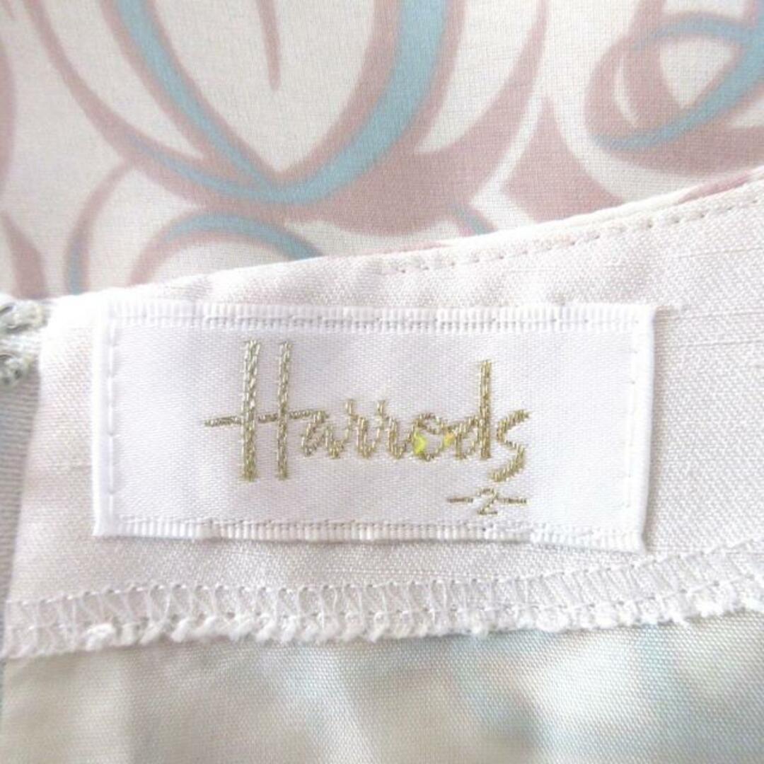 Harrods(ハロッズ)のHARRODS(ハロッズ) ワンピース サイズ2 M レディース アイボリー×ブルー×マルチ 総柄/リボンベルト レディースのワンピース(その他)の商品写真