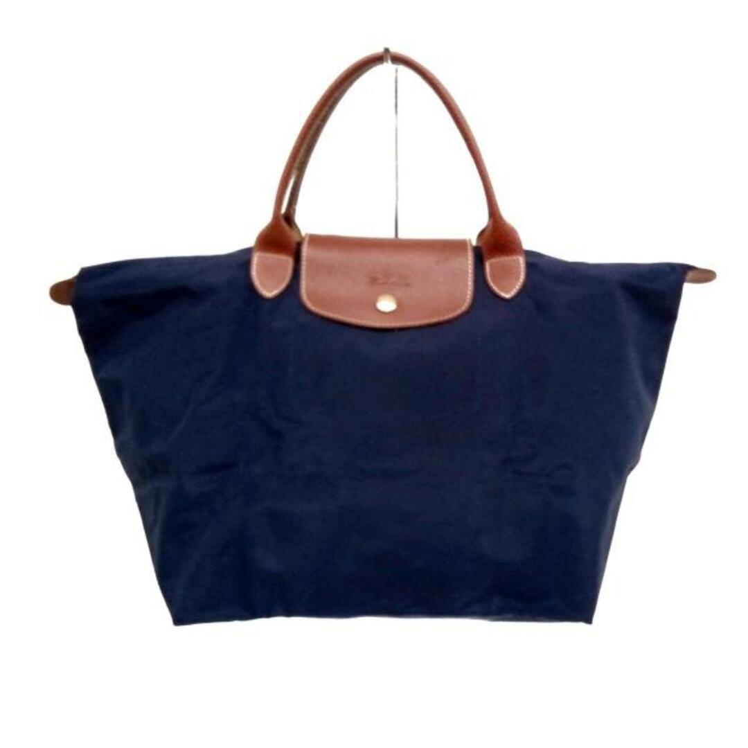 LONGCHAMP(ロンシャン)のLONGCHAMP(ロンシャン) ハンドバッグ ル・プリアージュオリジナル ダークネイビー×ブラウン 折りたたみ ナイロン×レザー レディースのバッグ(ハンドバッグ)の商品写真