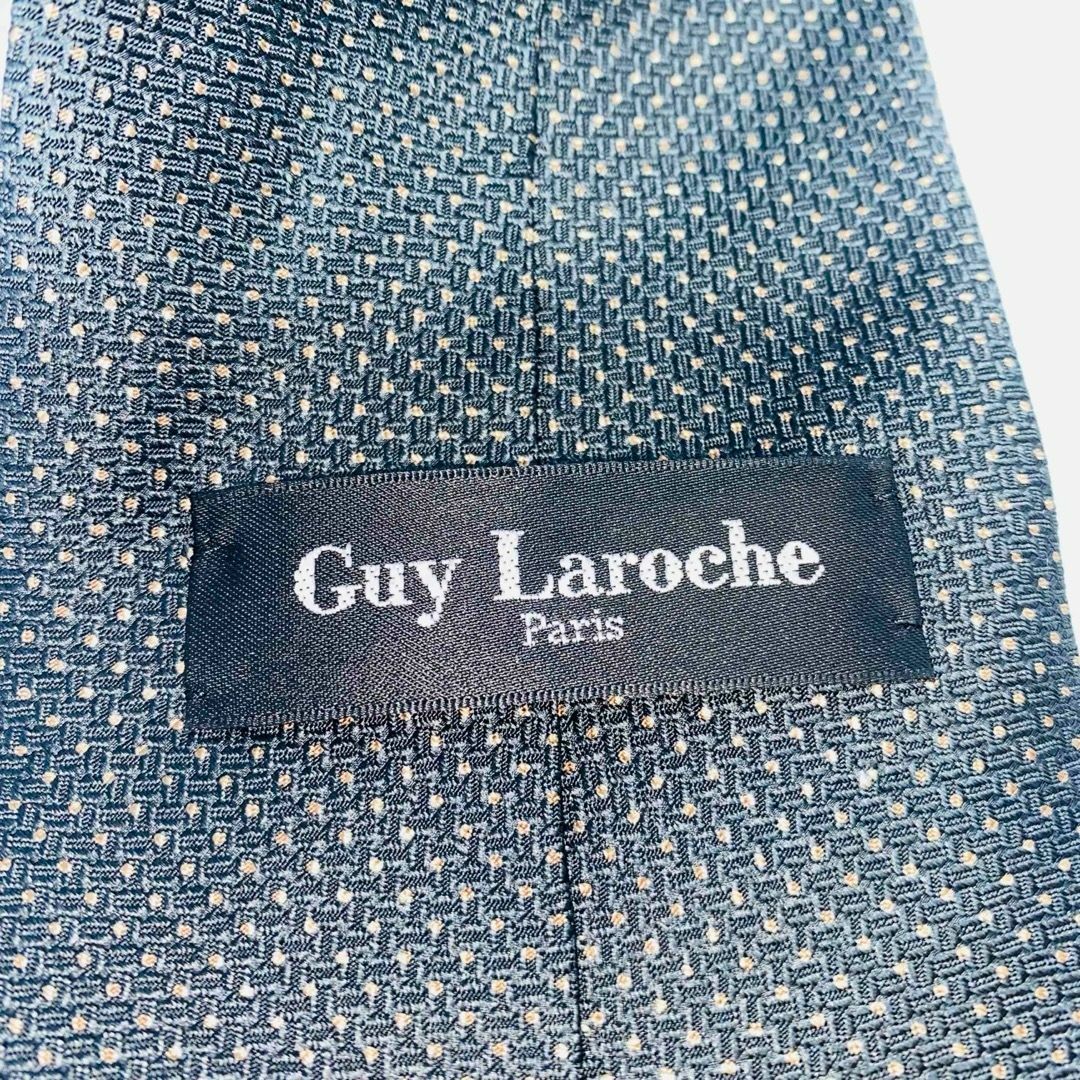 Guy Laroche(ギラロッシュ)のGuy Laroche ギラロッシュ　ドット柄ネクタイ　高級　PARIS 紺　黒 メンズのファッション小物(ネクタイ)の商品写真
