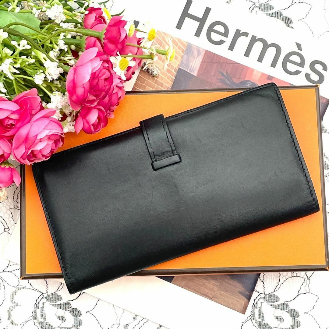 Hermes(エルメス)の★美品★　HERMES　エルメス　ベアン　ボックススカーフ　ブラック　長財布 レディースのファッション小物(財布)の商品写真