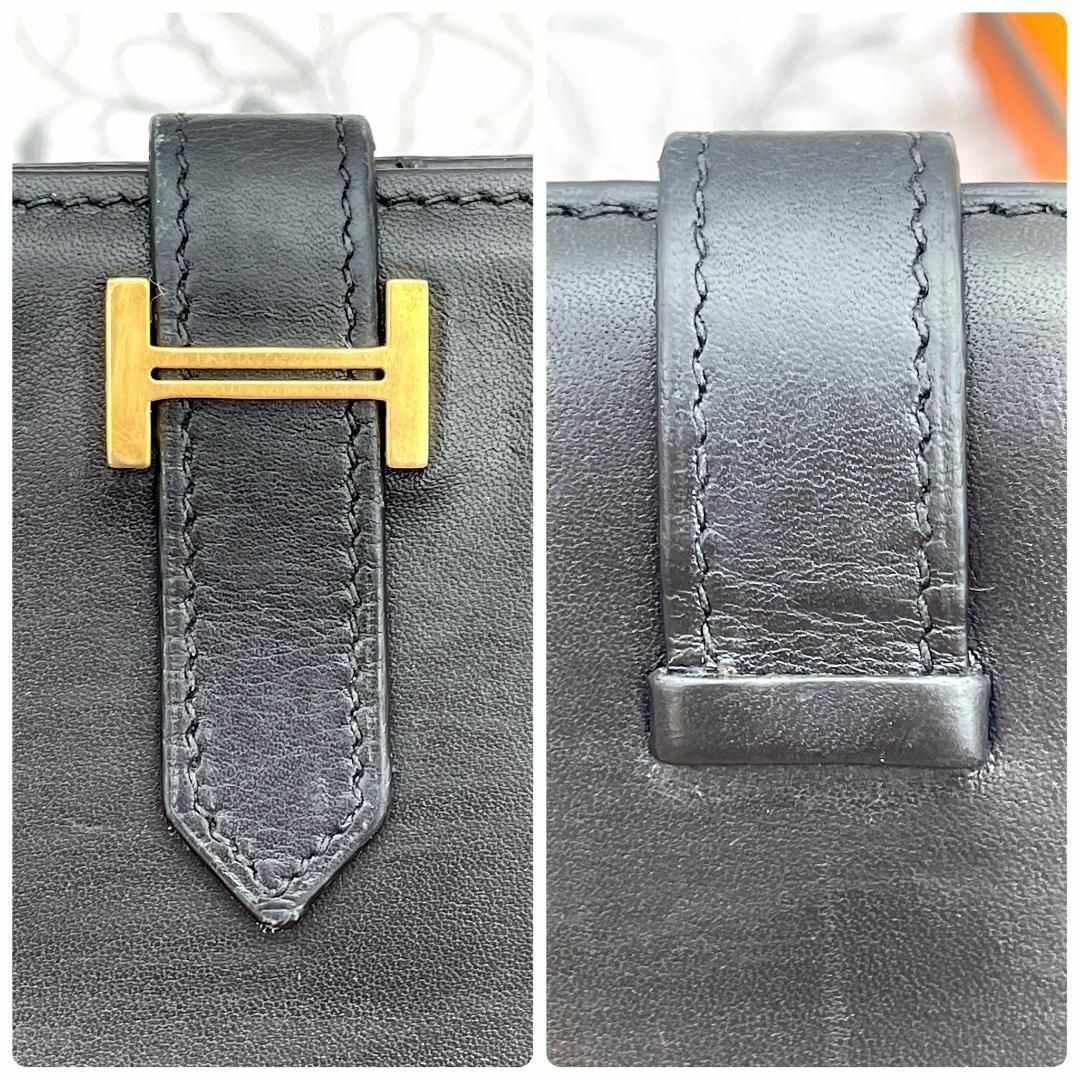 Hermes(エルメス)の★美品★　HERMES　エルメス　ベアン　ボックススカーフ　ブラック　長財布 レディースのファッション小物(財布)の商品写真