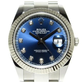 ロレックス(ROLEX)のROLEX(ロレックス) 腕時計新品同様  デイトジャスト 41 126334G メンズ SS×K18WG/10Pダイヤモンド/ランダムルーレット/2024.04 ブルー(その他)