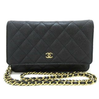 シャネル(CHANEL)のCHANEL(シャネル) 財布新品同様  マトラッセ/クラシック チェーンウォレット AP0250 黒 チェーンウォレット/ゴールド金具 キャビアスキン(財布)