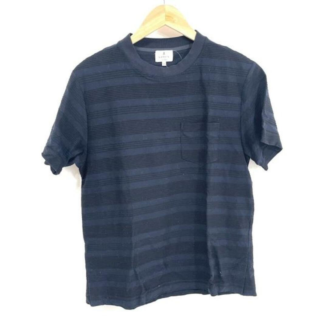 LANVIN en Bleu(ランバンオンブルー)のLANVIN en Bleu(ランバンオンブルー) 半袖Tシャツ サイズ48 XL メンズ美品  ダークネイビー×黒 ストライプ メンズのトップス(Tシャツ/カットソー(半袖/袖なし))の商品写真