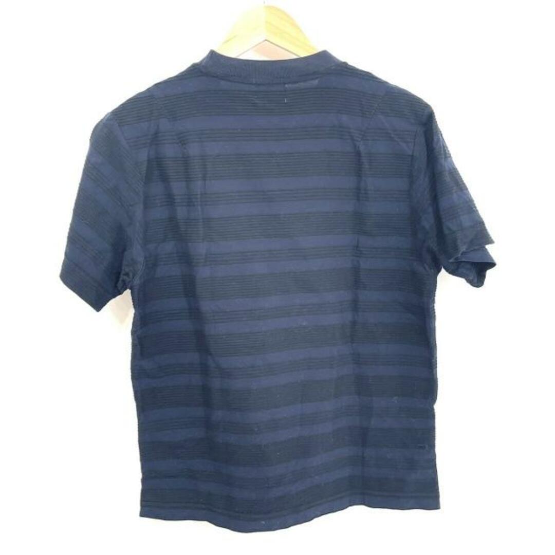 LANVIN en Bleu(ランバンオンブルー)のLANVIN en Bleu(ランバンオンブルー) 半袖Tシャツ サイズ48 XL メンズ美品  ダークネイビー×黒 ストライプ メンズのトップス(Tシャツ/カットソー(半袖/袖なし))の商品写真