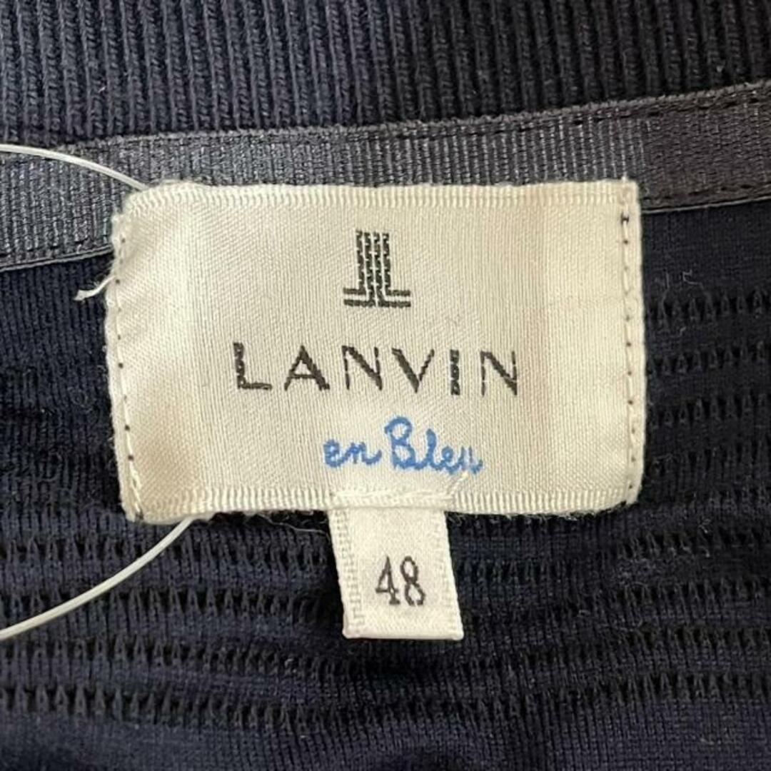 LANVIN en Bleu(ランバンオンブルー)のLANVIN en Bleu(ランバンオンブルー) 半袖Tシャツ サイズ48 XL メンズ美品  ダークネイビー×黒 ストライプ メンズのトップス(Tシャツ/カットソー(半袖/袖なし))の商品写真