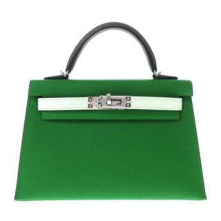 エルメス(Hermes)のHERMES(エルメス) ハンドバッグ美品  ミニケリー 2 ヴェールユッカ×ヴェールフィズ×エトゥープ 外縫い/シルバー金具 ヴォーエプソン(ハンドバッグ)