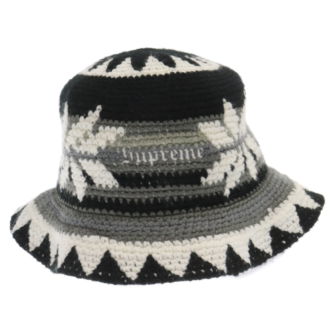 Supreme(シュプリーム)のSUPREME シュプリーム 21AW snowflake crochet crusher hut スノーフレークかぎ針編みハット バケットハット ブラック/ホワイト メンズの帽子(ハット)の商品写真