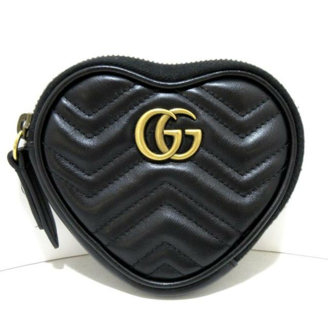 Gucci(グッチ)のGUCCI(グッチ) コインケース美品  ダブルG 699517 黒 ハートシェイプ/キルティング/キーチェーンフック付き レザー レディースのファッション小物(コインケース)の商品写真