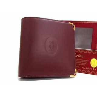 カルティエ(Cartier)の■新品同様■ Cartier カルティエ マストライン レザー 二つ折り 財布 ウォレット 小銭入れ 札入れ ボルドー系 FC2027 (財布)