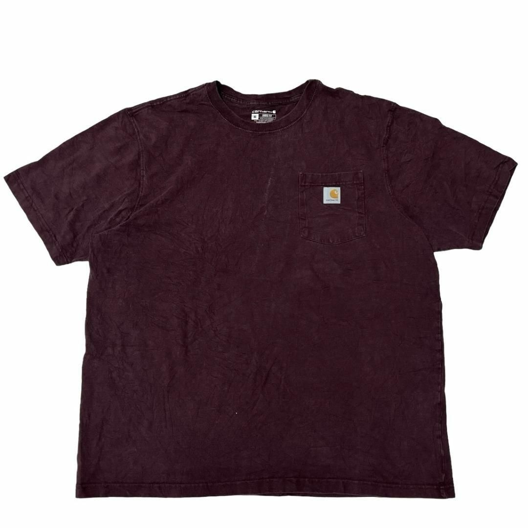 carhartt(カーハート)のカーハート 半袖Tシャツ ロゴパッチ 胸ポケット バーガンディ e88 メンズのトップス(Tシャツ/カットソー(半袖/袖なし))の商品写真