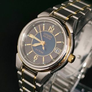 シチズン(CITIZEN)の良品【稼働品】CITIZEN　シチズン　ブラック　ブルー　シルバー　ソーラー(腕時計)