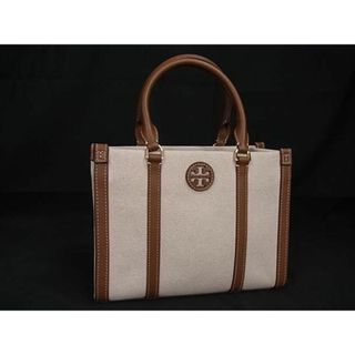 トリーバーチ(Tory Burch)の■新品同様■ TORY BURCH トリーバーチ キャンバス×レザー ハンドバッグ トートバッグ ベージュ系×ブラウン系 FA7386(ハンドバッグ)