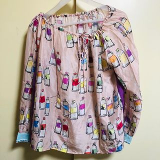 ツモリチサト(TSUMORI CHISATO)のツモリチサト . シルク100% 絵の具 プリント プルオーバー ブラウス(チュニック)