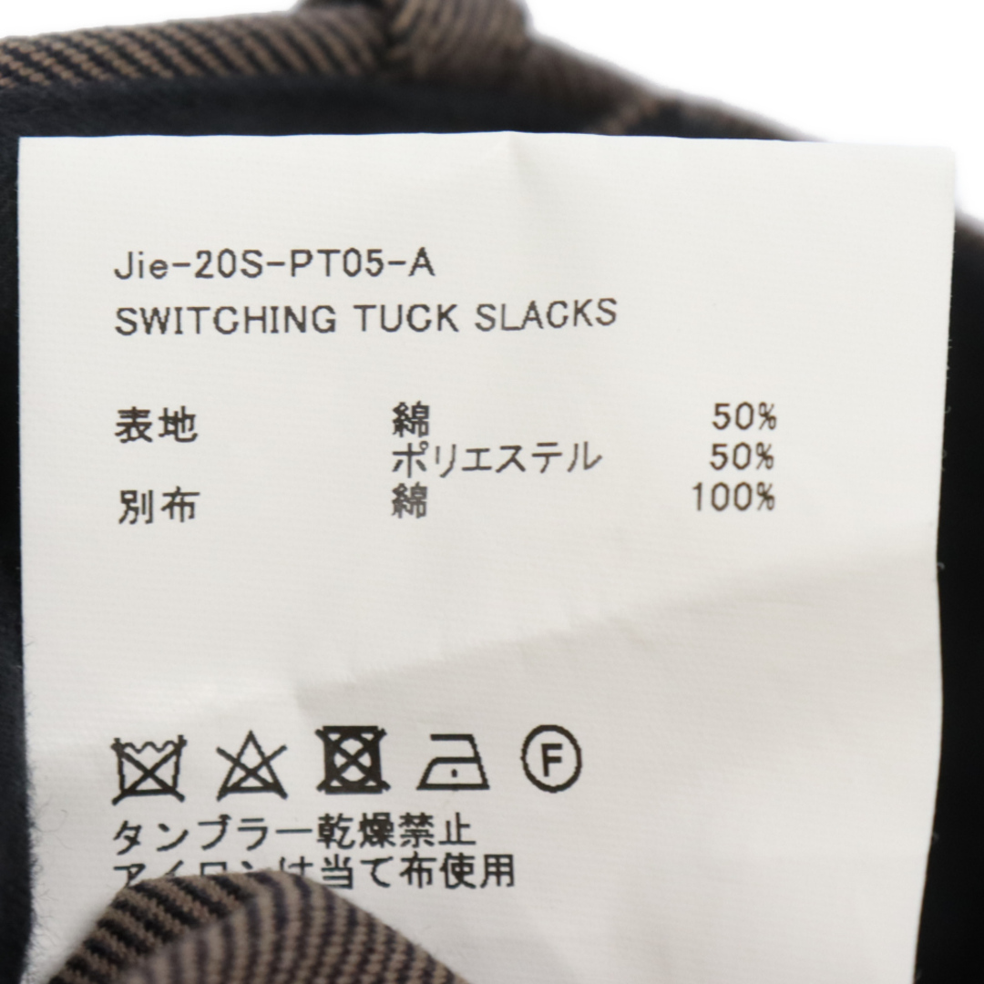 Jieda(ジエダ)のJieda ジエダ SWITCHING TUCK SLACKS PANTS スウィッチング タックパンツ スラックス ブラウン Jie-20S-PT05-A メンズのパンツ(その他)の商品写真