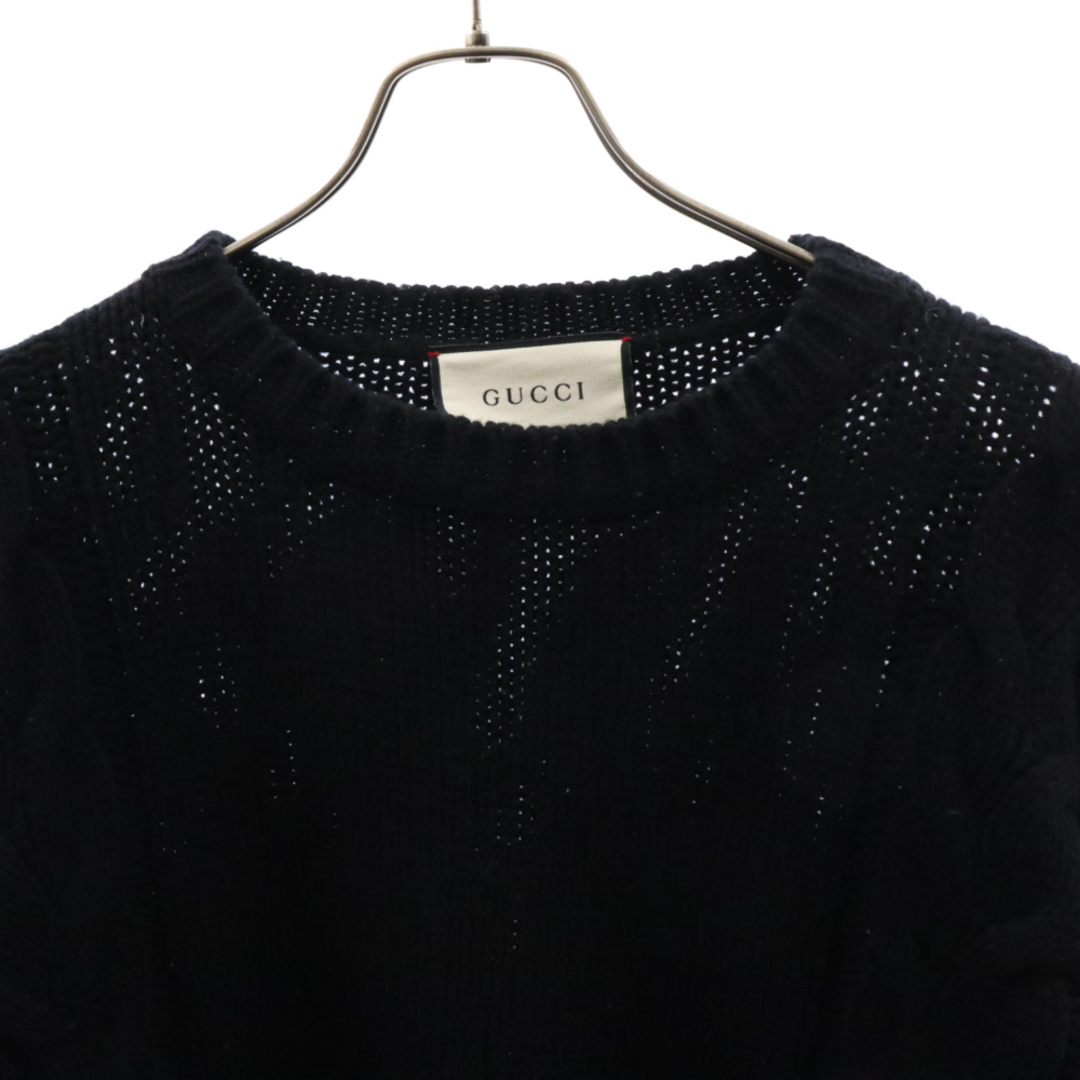 Gucci(グッチ)のGUCCI グッチ 19AW Cable Knit Sweater シェリーライン ケーブルニット セーター 548115 X1561 ブラック メンズのトップス(ニット/セーター)の商品写真