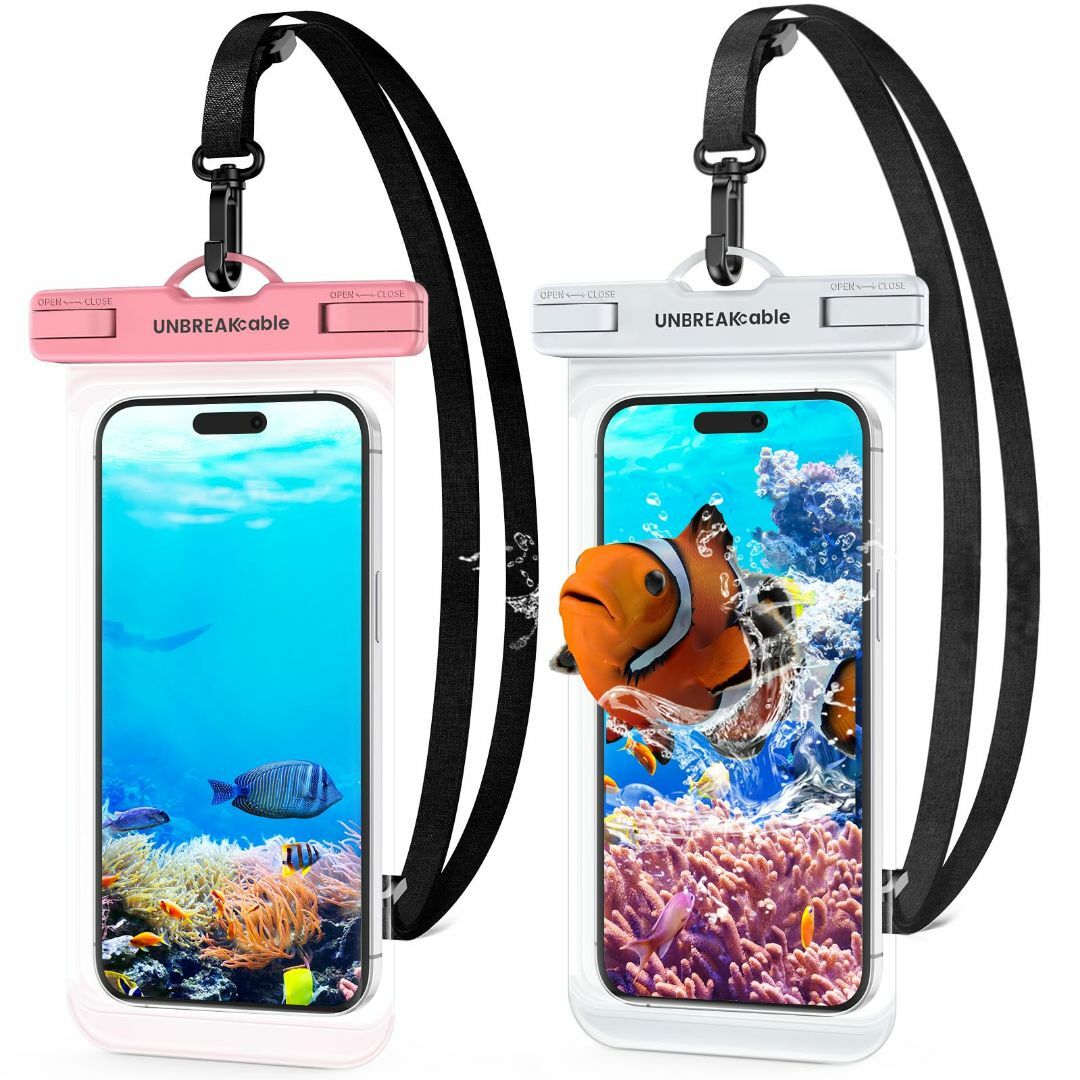 【色:ピンク&ホワイト】【2枚セット】UNBREAKcable スマホ 防水ケー スマホ/家電/カメラのスマホアクセサリー(その他)の商品写真