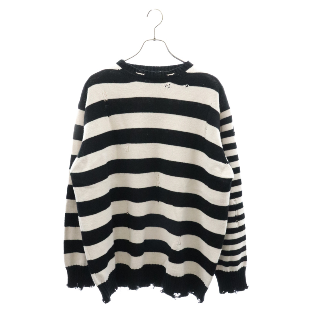 s'yte サイト STRIPED PULLOVER KNIT UU-K01-618-2 ダメージ加工ボーダーニットセーター ホワイト メンズのトップス(ニット/セーター)の商品写真