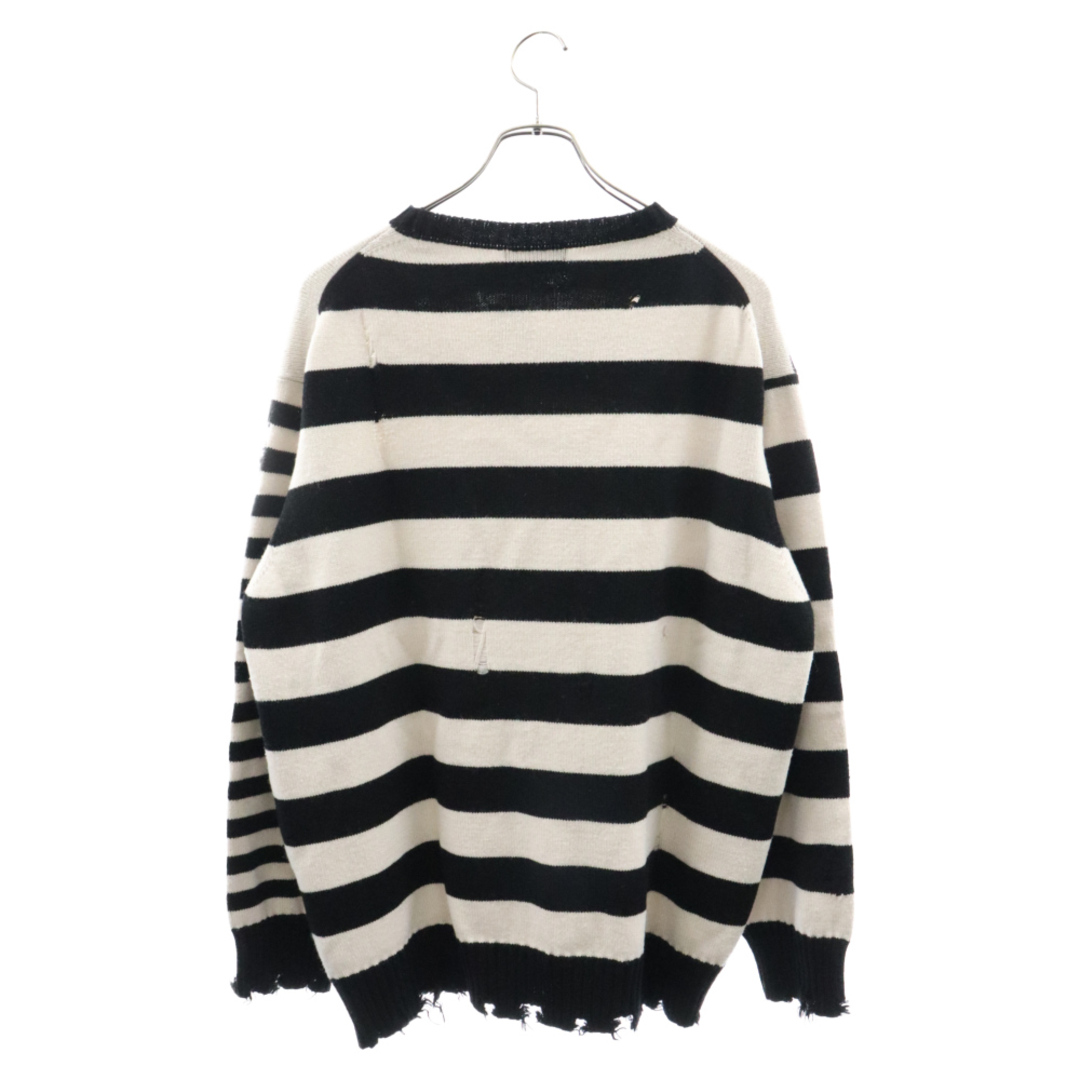 s'yte サイト STRIPED PULLOVER KNIT UU-K01-618-2 ダメージ加工ボーダーニットセーター ホワイト メンズのトップス(ニット/セーター)の商品写真