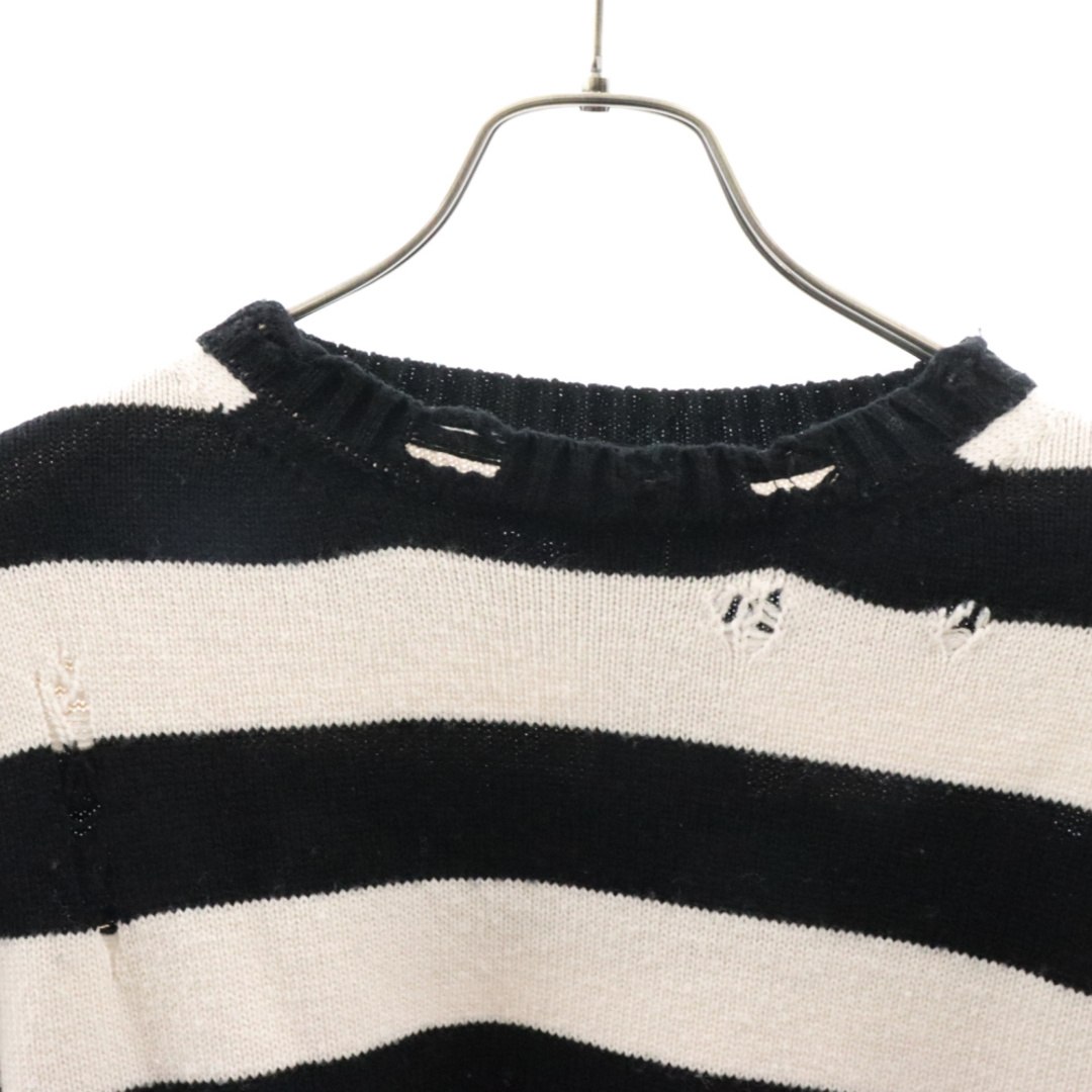 s'yte サイト STRIPED PULLOVER KNIT UU-K01-618-2 ダメージ加工ボーダーニットセーター ホワイト メンズのトップス(ニット/セーター)の商品写真