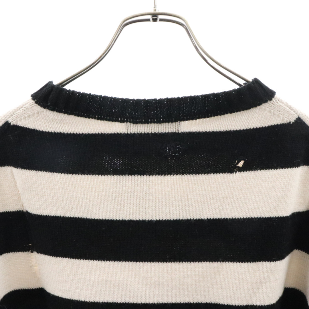 s'yte サイト STRIPED PULLOVER KNIT UU-K01-618-2 ダメージ加工ボーダーニットセーター ホワイト メンズのトップス(ニット/セーター)の商品写真