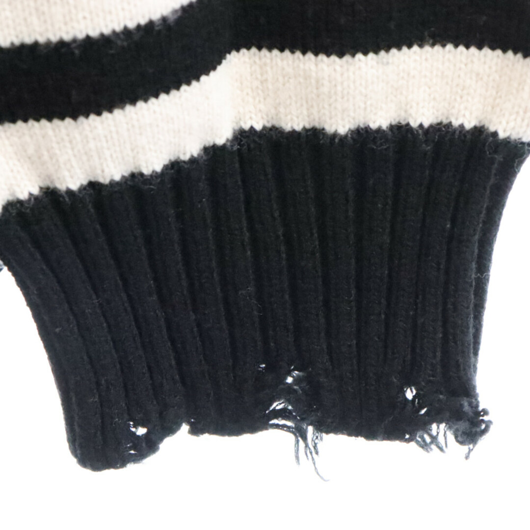 s'yte サイト STRIPED PULLOVER KNIT UU-K01-618-2 ダメージ加工ボーダーニットセーター ホワイト メンズのトップス(ニット/セーター)の商品写真