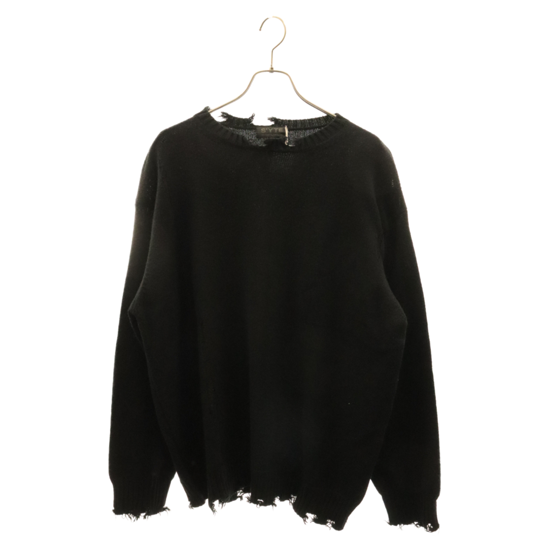 s'yte サイト 23AW BULKY WOOL DAMAGE ROUND NECK PULLOVER UU-K40-613-1 ダメージ加工クルーネックニットセーター ブラック メンズのトップス(ニット/セーター)の商品写真