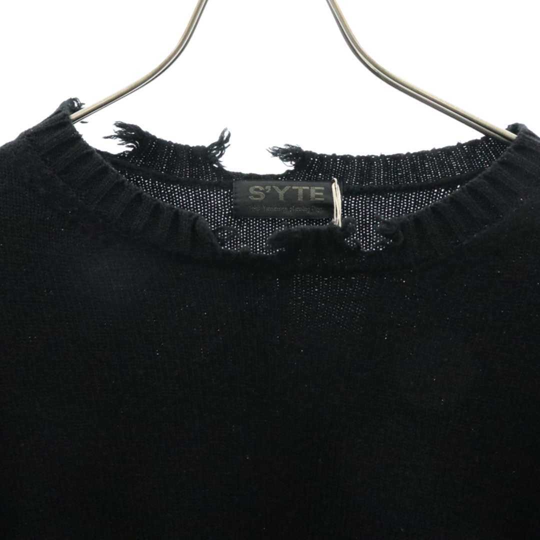 s'yte サイト 23AW BULKY WOOL DAMAGE ROUND NECK PULLOVER UU-K40-613-1 ダメージ加工クルーネックニットセーター ブラック メンズのトップス(ニット/セーター)の商品写真