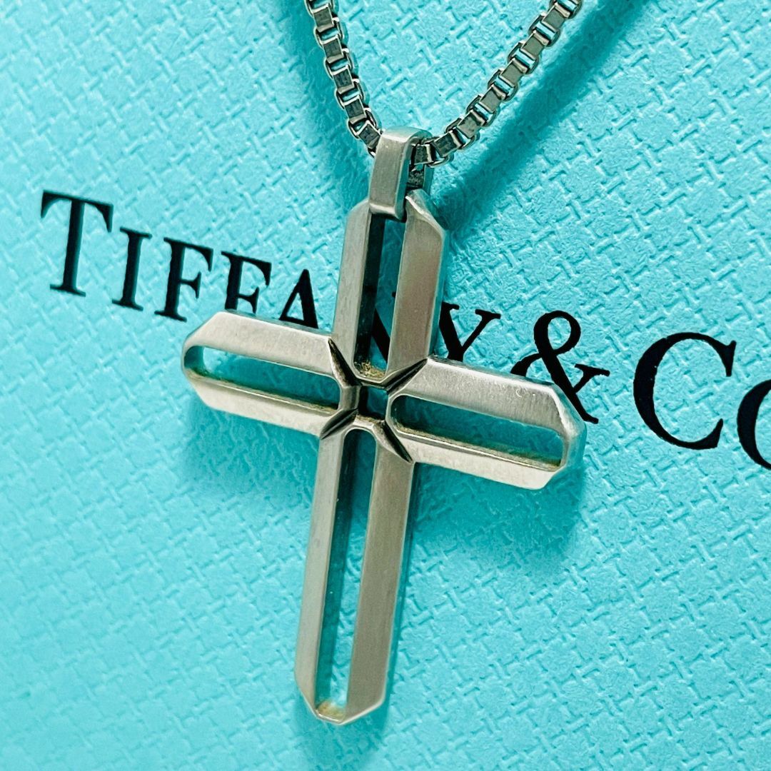 Tiffany & Co.(ティファニー)の希少 ティファニー ゼリージュ クロス ネックレス スチール 50cm★869 メンズのアクセサリー(ネックレス)の商品写真