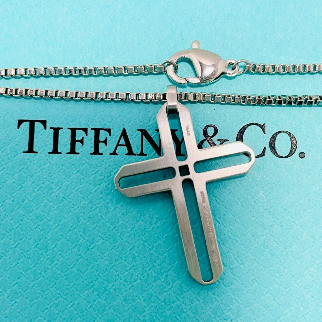 Tiffany & Co.(ティファニー)の希少 ティファニー ゼリージュ クロス ネックレス スチール 50cm★869 メンズのアクセサリー(ネックレス)の商品写真