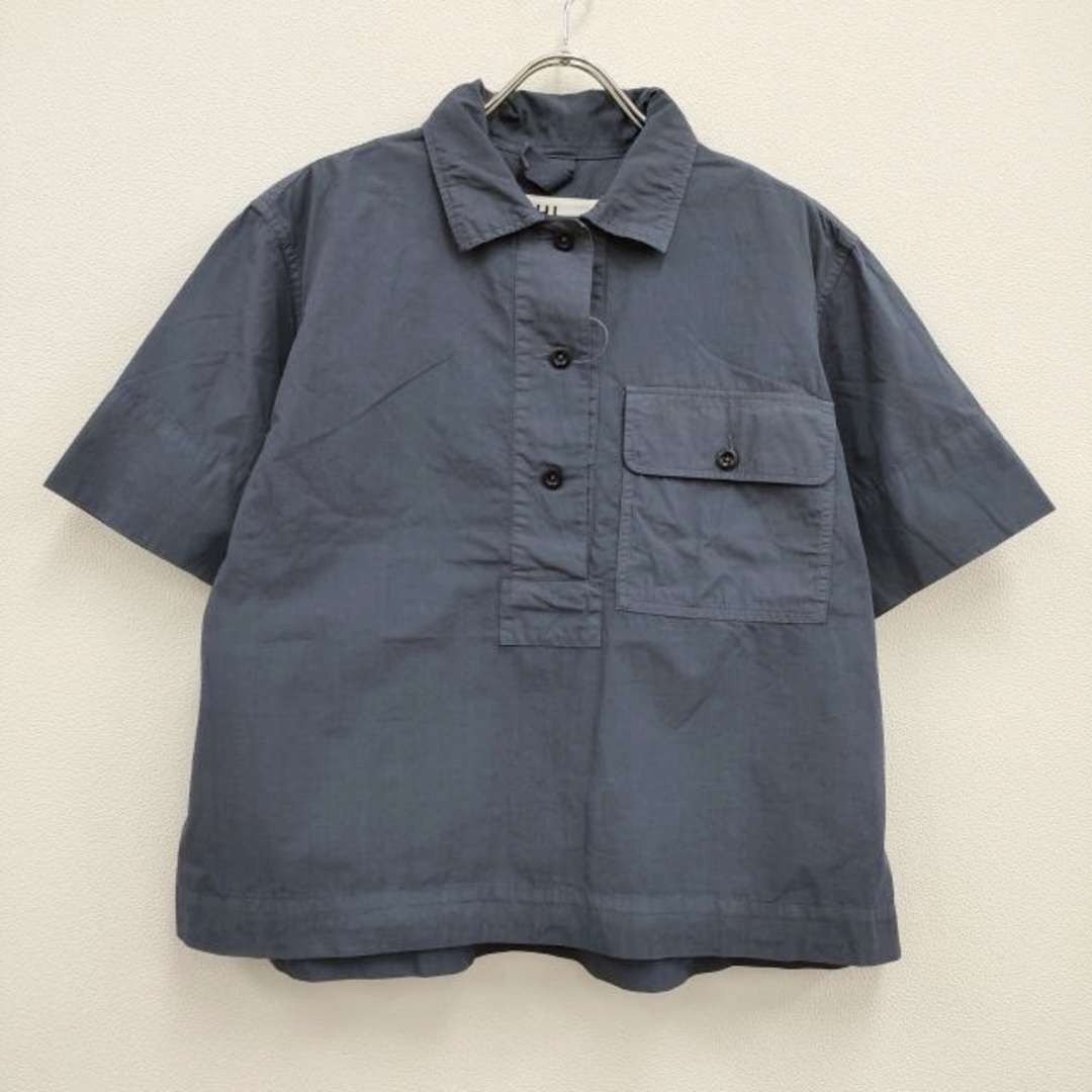 MHL.(エムエイチエル)のMHL. 595-3152506 COMPACT COTTON POPLIN サイズ2 プルオーバー 半袖シャツ 23SS ネイビー レディース エムエイチエル【中古】4-0428S♪ レディースのトップス(シャツ/ブラウス(半袖/袖なし))の商品写真