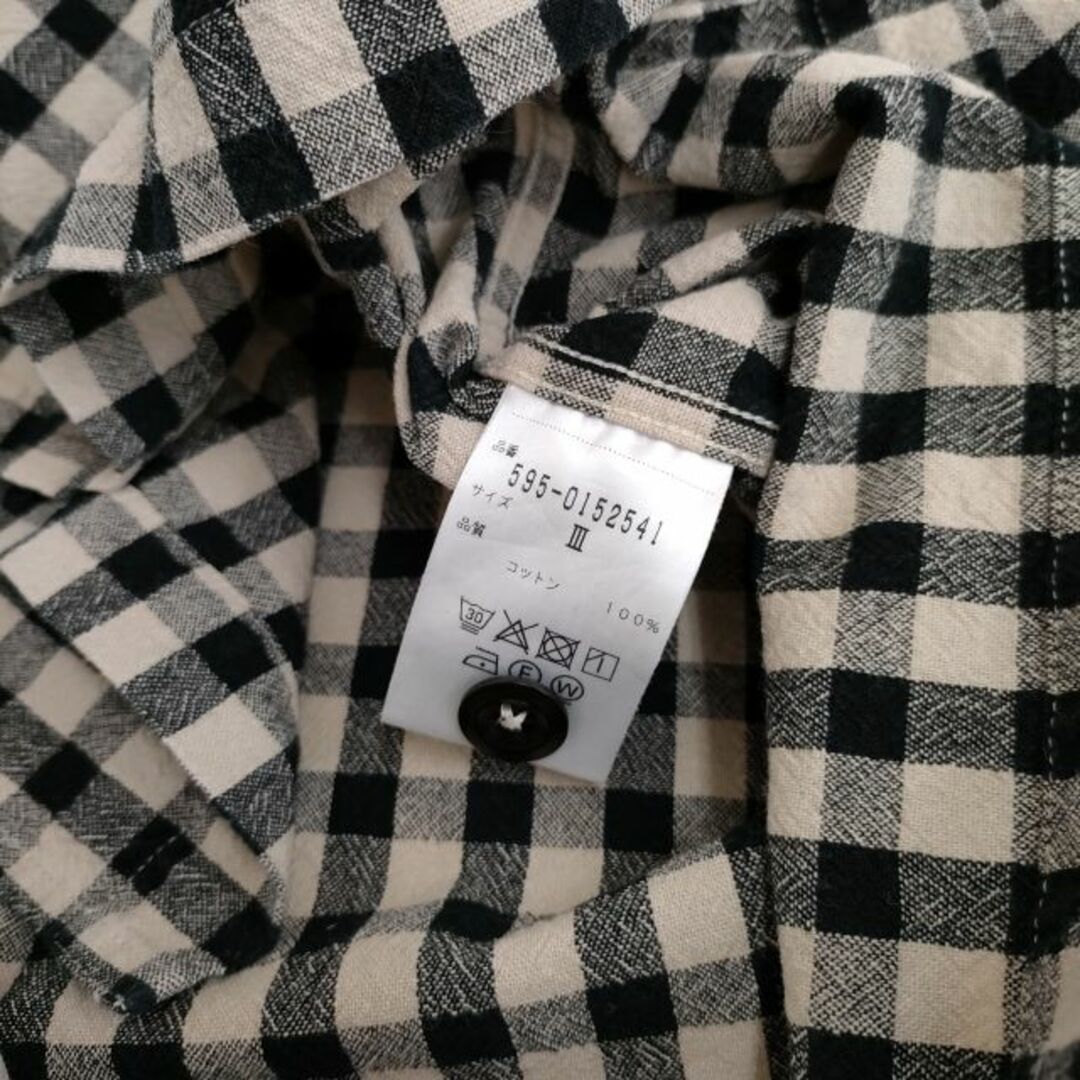 MHL.(エムエイチエル)のMHL. 595-0152541 NATURAL COTTON GINGHAM サイズ3 ギンガムチェック 半袖シャツ ベージュ ブラック レディース エムエイチエル【中古】4-0428S♪ レディースのトップス(シャツ/ブラウス(半袖/袖なし))の商品写真