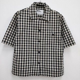 MHL. - MHL. 595-0152541 NATURAL COTTON GINGHAM サイズ3 ギンガムチェック 半袖シャツ ベージュ ブラック レディース エムエイチエル【中古】4-0428S♪