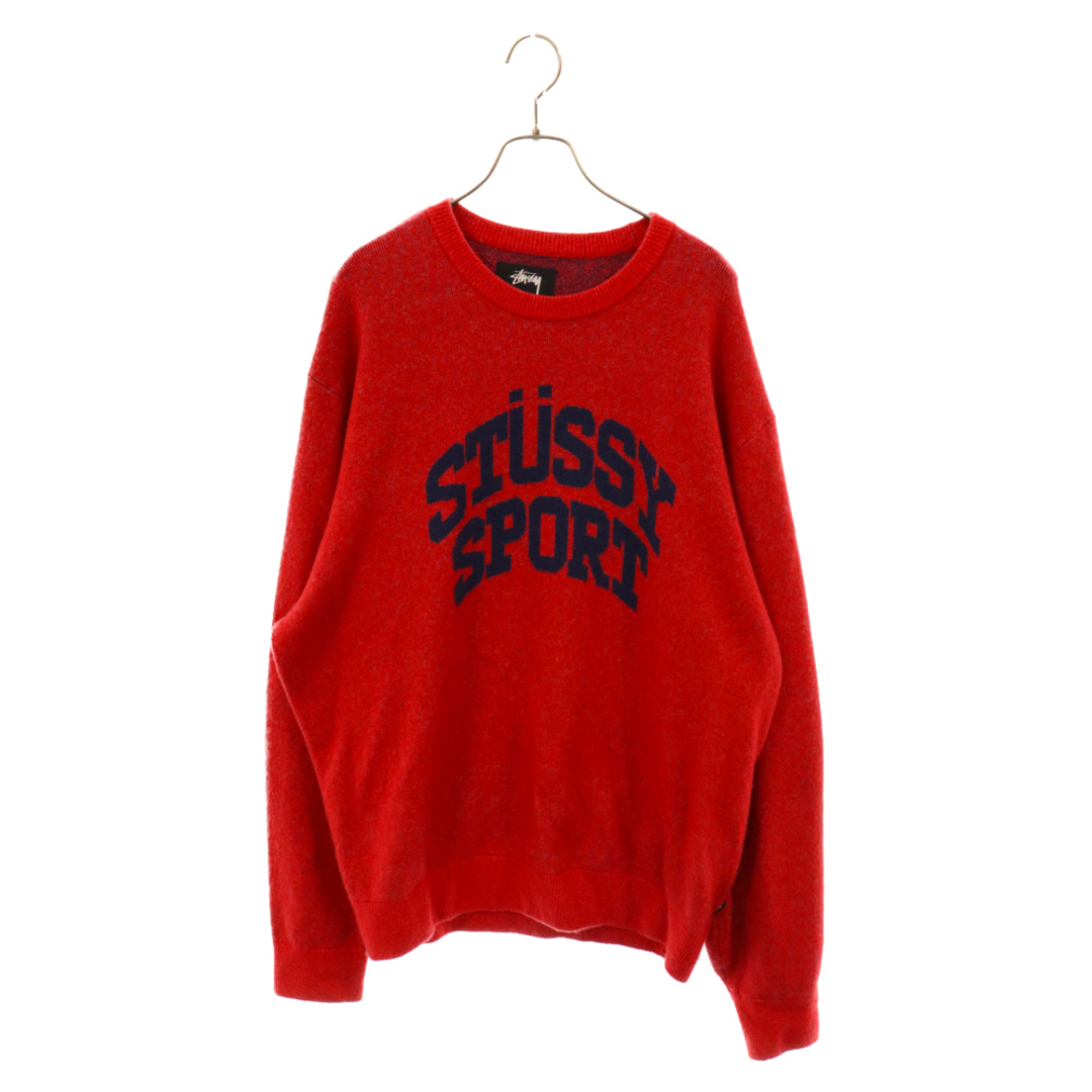 STUSSY(ステューシー)のSTUSSY ステューシー Sport Sweater スポーツ ロゴ クルーネック 長袖ニット セーター レッド 117104 メンズのトップス(ニット/セーター)の商品写真