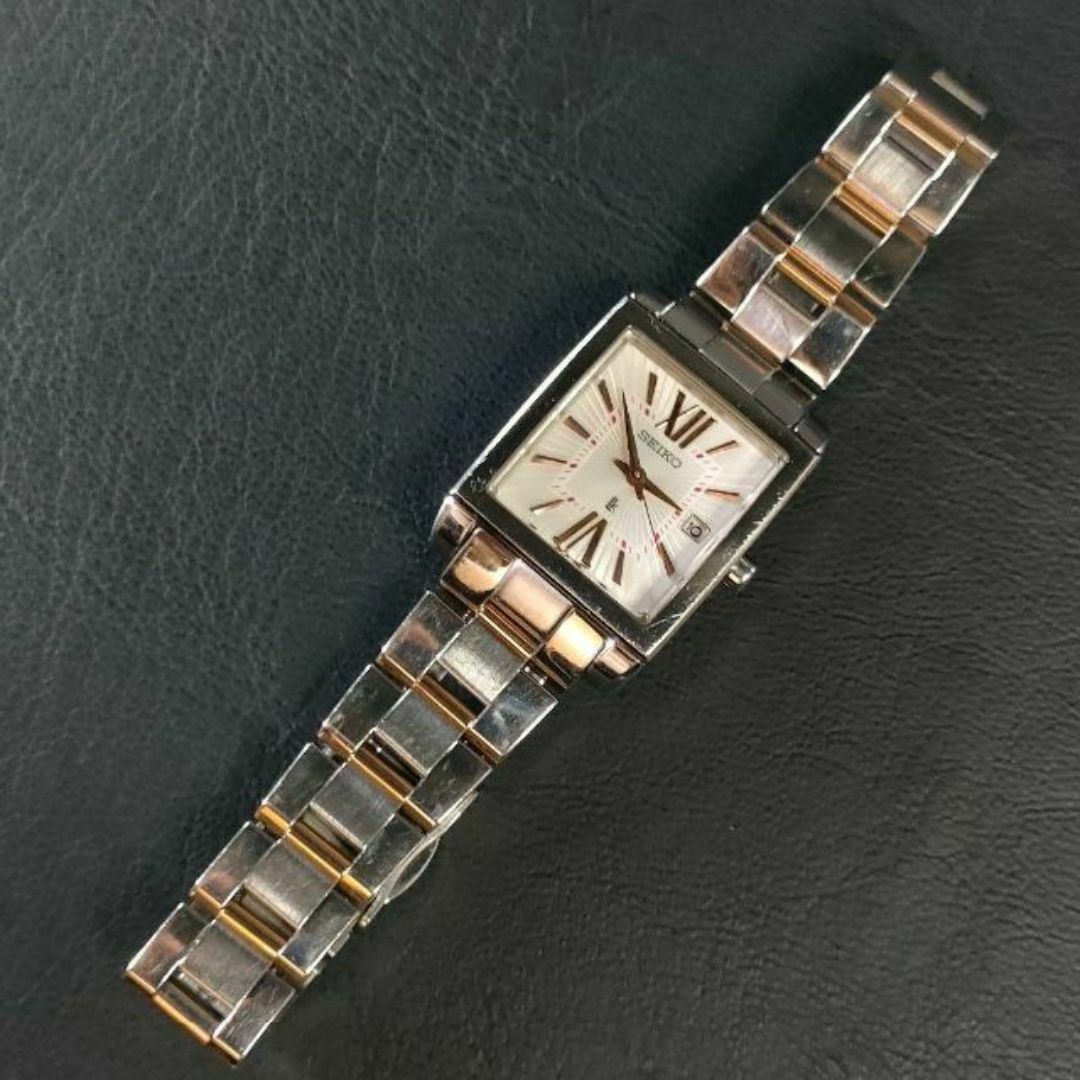 SEIKO(セイコー)の美品【稼働品】SEIKO　セイコールキア　7N82　ホワイト　シルバー　スクエア レディースのファッション小物(腕時計)の商品写真