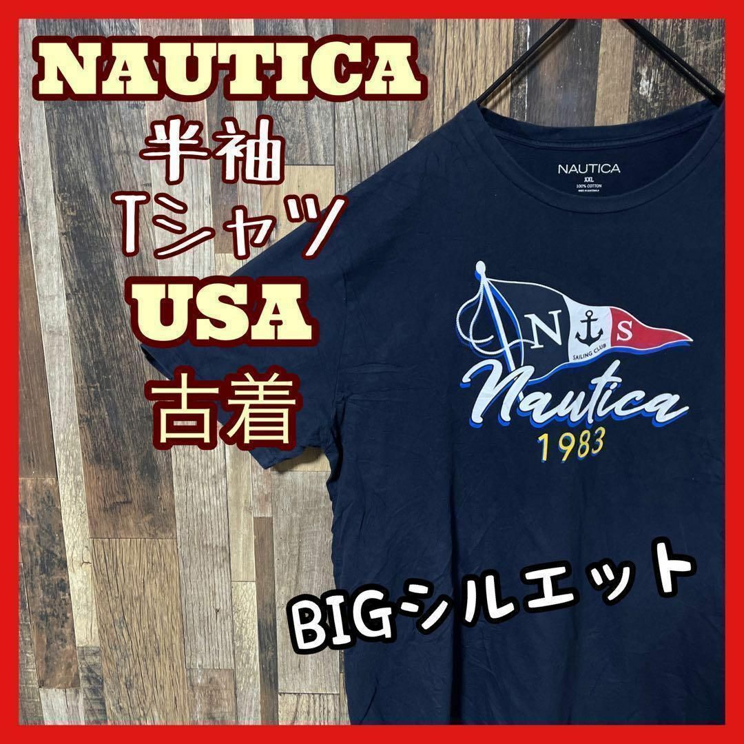 NAUTICA(ノーティカ)のノーティカ ネイビー メンズ 2XL プリント 古着 90s 半袖 Tシャツ メンズのトップス(Tシャツ/カットソー(半袖/袖なし))の商品写真