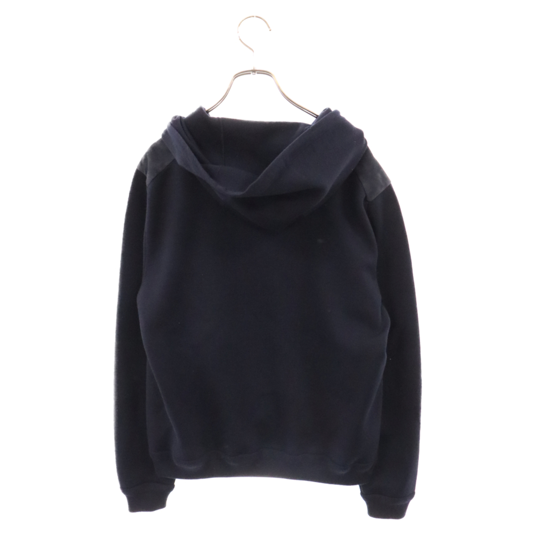 Dior(ディオール)のDIOR ディオール 24SS Icons Zipped Hooded Sweatshirt Wool Punto Milano Knit and Leather アイコンジップ フーデッド ニット レザー ジャケット ネイビー 113M420AT198 メンズのトップス(パーカー)の商品写真