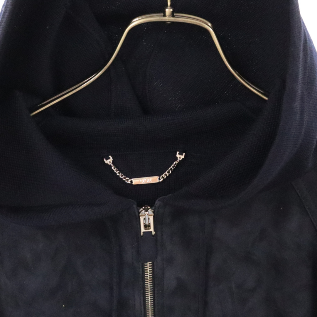 Dior(ディオール)のDIOR ディオール 24SS Icons Zipped Hooded Sweatshirt Wool Punto Milano Knit and Leather アイコンジップ フーデッド ニット レザー ジャケット ネイビー 113M420AT198 メンズのトップス(パーカー)の商品写真