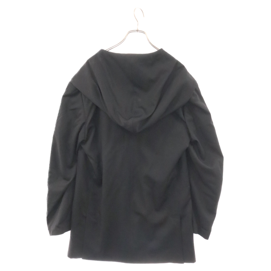 Yohji Yamamoto(ヨウジヤマモト)のYohji Yamamoto POUR HOMME ヨウジヤマモト プールオム 22AW W/GABARDINE HOODEC JACKET HE-J31-100 ウールギャバジン ピークドラペル フード付き 3B テーラードジャケット ブラック メンズのジャケット/アウター(テーラードジャケット)の商品写真