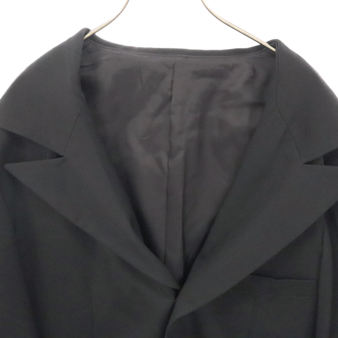 Yohji Yamamoto(ヨウジヤマモト)のYohji Yamamoto POUR HOMME ヨウジヤマモト プールオム 22AW W/GABARDINE HOODEC JACKET HE-J31-100 ウールギャバジン ピークドラペル フード付き 3B テーラードジャケット ブラック メンズのジャケット/アウター(テーラードジャケット)の商品写真