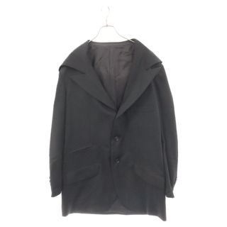 ヨウジヤマモト(Yohji Yamamoto)のYohji Yamamoto POUR HOMME ヨウジヤマモト プールオム 22AW W/GABARDINE HOODEC JACKET HE-J31-100 ウールギャバジン ピークドラペル フード付き 3B テーラードジャケット ブラック(テーラードジャケット)