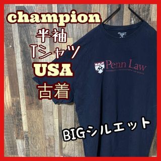 チャンピオン(Champion)のチャンピオン メンズ プリント ネイビー 2XL 古着 90s 半袖 Tシャツ(Tシャツ/カットソー(半袖/袖なし))