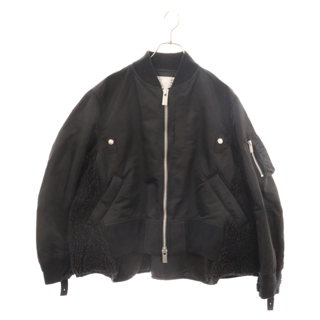 sacai(サカイ)のSacai サカイ 21AW Nylon Twill Mix Blouson 21-05745 ナイロンツイルミックスブルゾン MA-1 ブラック メンズのジャケット/アウター(ブルゾン)の商品写真