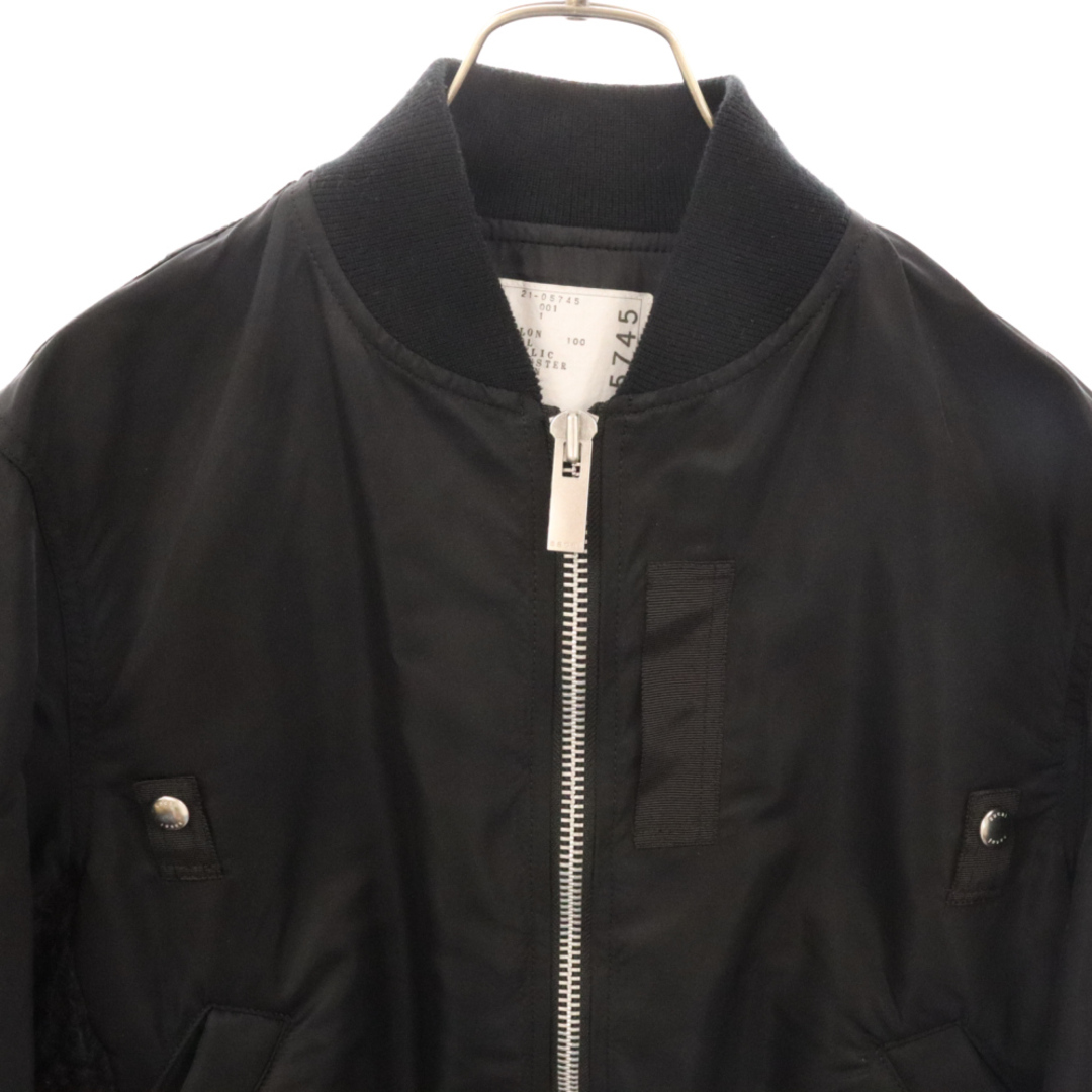 sacai(サカイ)のSacai サカイ 21AW Nylon Twill Mix Blouson 21-05745 ナイロンツイルミックスブルゾン MA-1 ブラック メンズのジャケット/アウター(ブルゾン)の商品写真