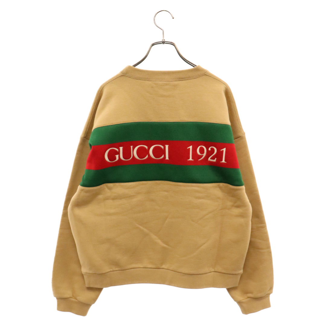 Gucci(グッチ)のGUCCI グッチ COTTON JERSEY SWEATSHIRT WITH WEB STRIPE 768448 XJF3W バックウェブストライプ クルーネックスウェットトレーナー ブラウン メンズのトップス(スウェット)の商品写真