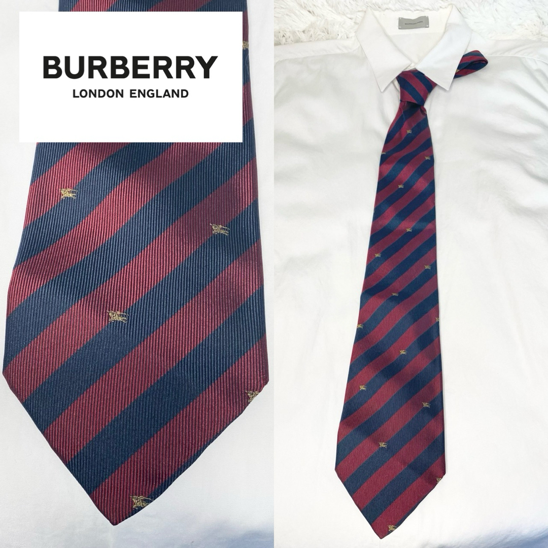 BURBERRY(バーバリー)の【美品】 Burberry ネクタイ ワイン×ネイビーレジメ メンズのファッション小物(ネクタイ)の商品写真