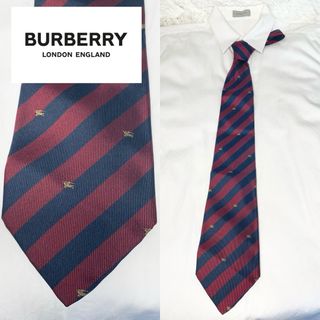 BURBERRY - 【美品】 Burberry ネクタイ ワイン×ネイビーレジメ