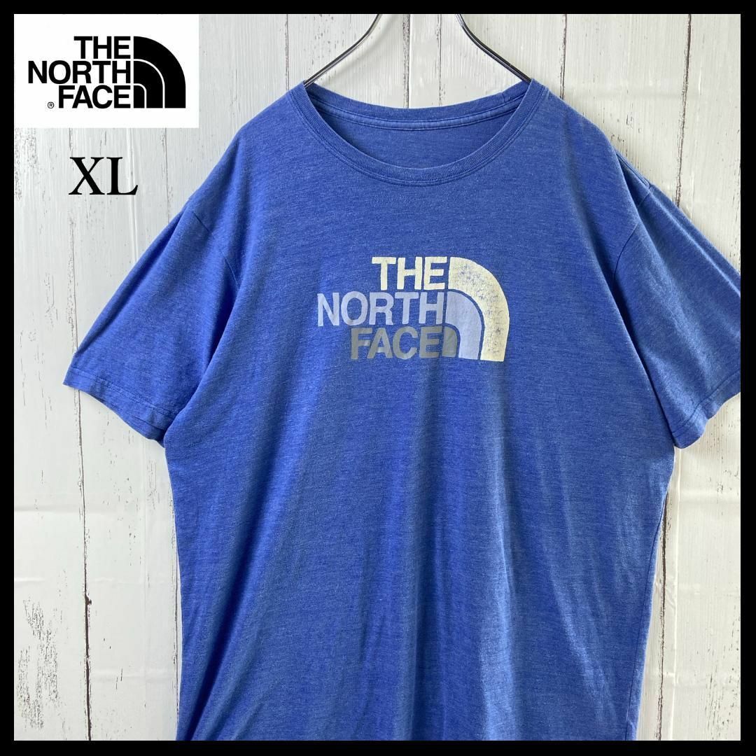 THE NORTH FACE(ザノースフェイス)のノース フェイス ビッグロゴ Tシャツ ゆるだぼ 90s 古着 ブルー XL メンズのトップス(Tシャツ/カットソー(半袖/袖なし))の商品写真