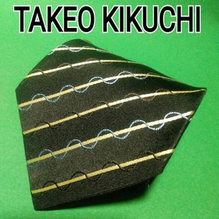 タケオキクチ(TAKEO KIKUCHI)の【極美品】TAKEO KIKUCHI  タケオキクチ　ストライプ　ネクタイ 黒(ネクタイ)