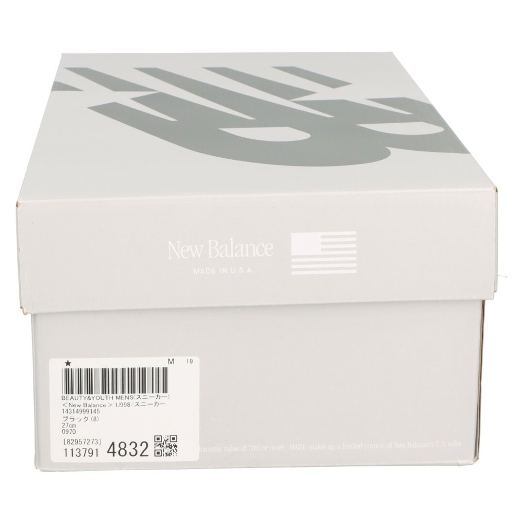 New Balance(ニューバランス)のNew Balance ニューバランス U998BL スウェード ローカットスニーカー ブラック US9/27cm メンズの靴/シューズ(スニーカー)の商品写真